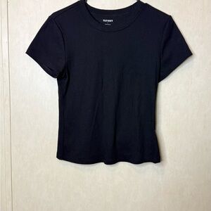 Old Navy Women's Ribbed Black Short Sleeve Tee